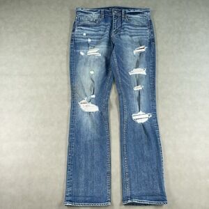 BKE Jake Straight Jeans Mens 32x32 Medium Wash Denim Distressed (Fits 34x32)